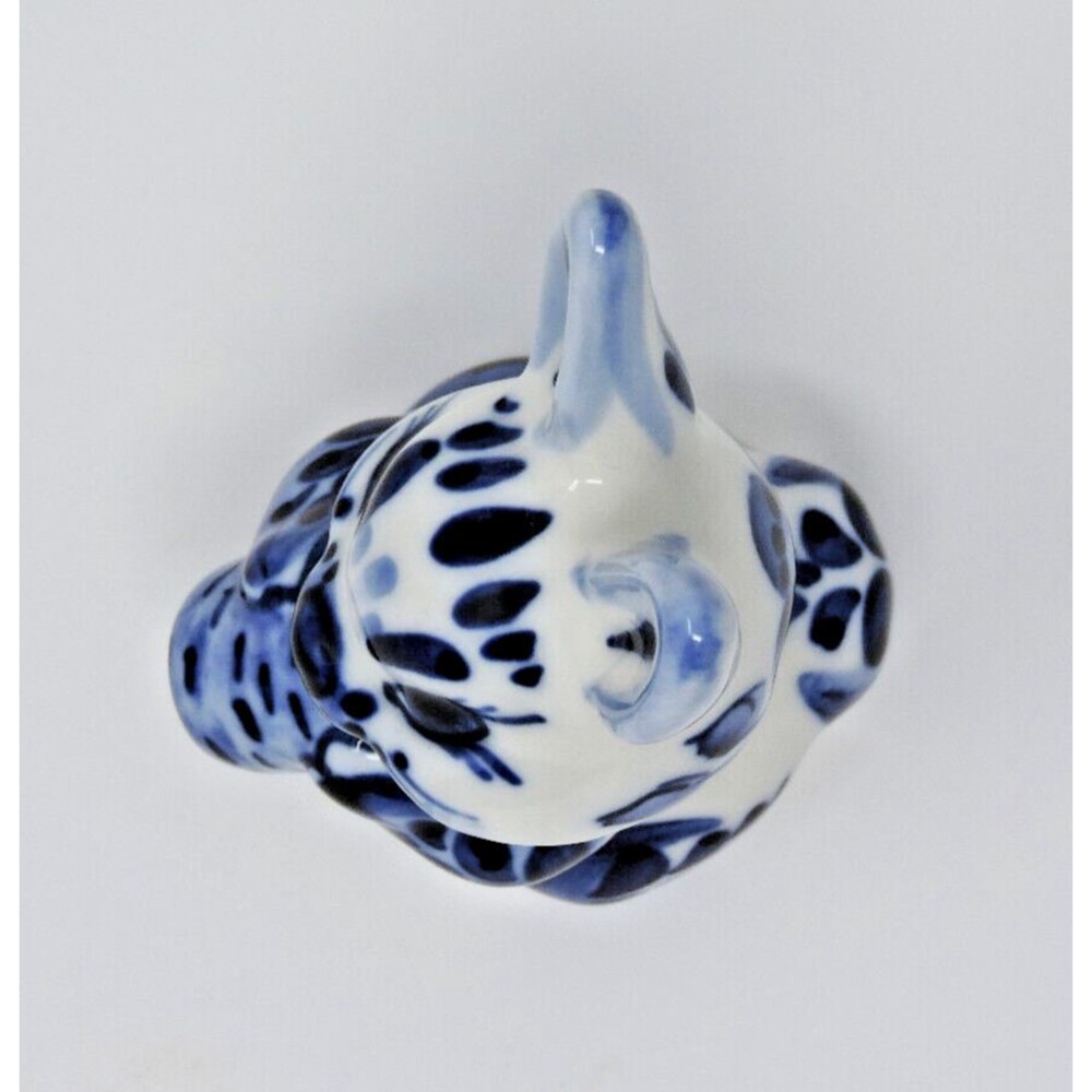 Rabbit Bunny Carrot Gzhel Porcelain Figurine Handmade Russia Cobalt White 4.5in - Picture 15 of 15